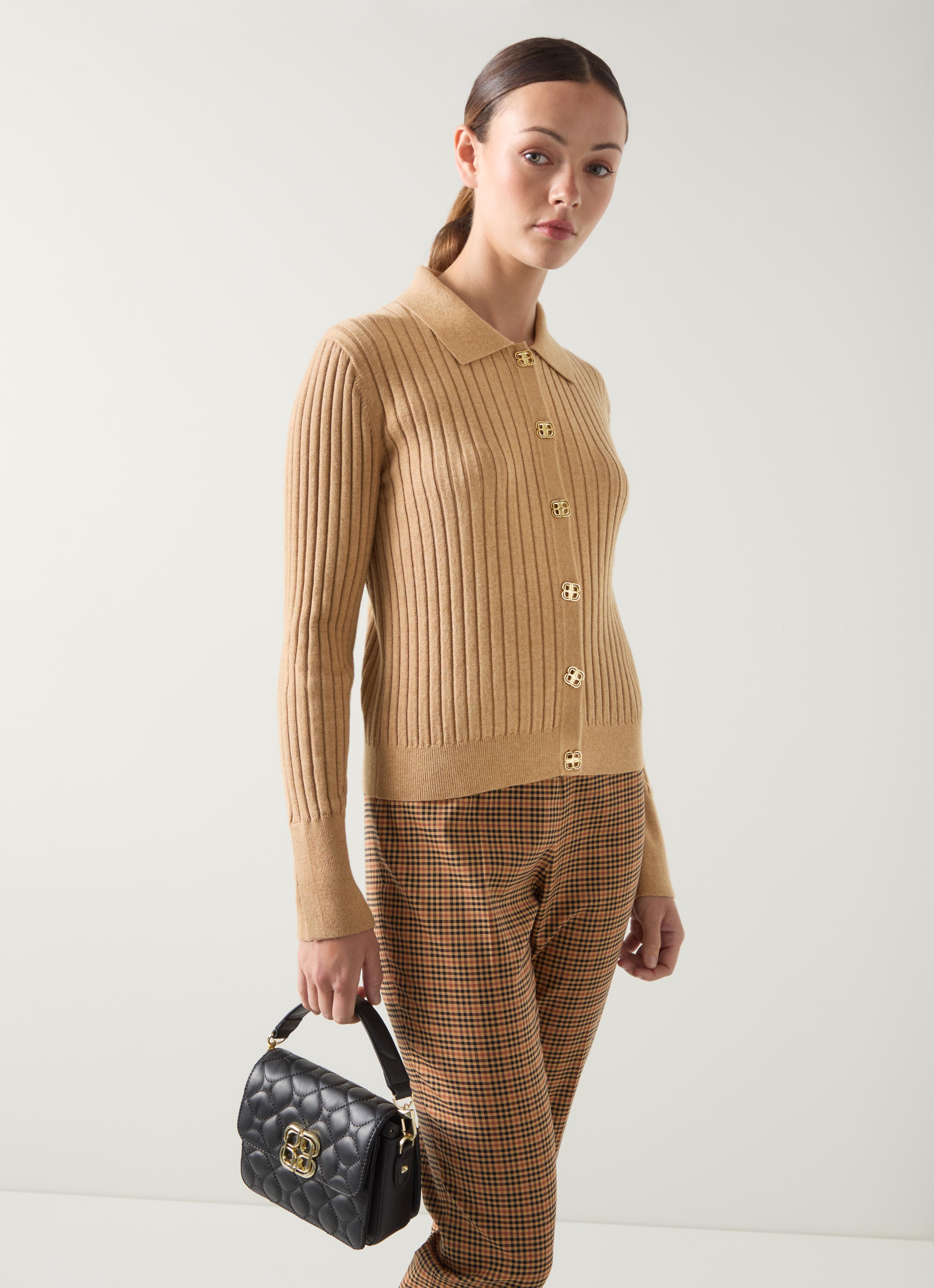 CLANE COLLAR RIB CARDIGAN CLANE COLLAR RIB CARDIGAN